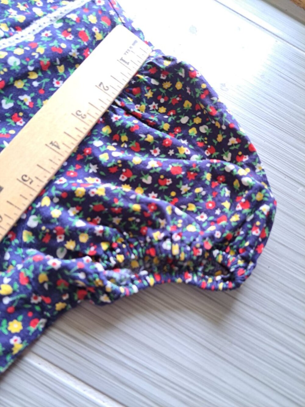 Vintage 70's Floral Patchwork Prairie Maxi Dress Lace Trim Multi-Color S Cotton - Picture 14 of 16